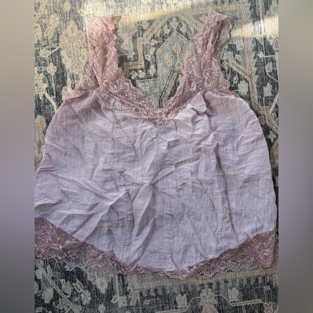 Free People Pink Lace Trim Chemise